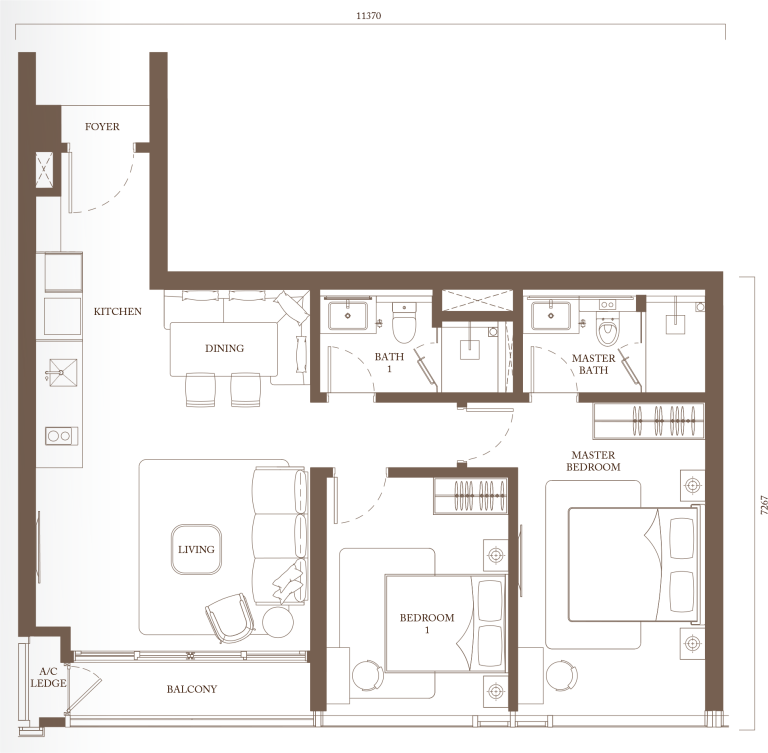 C1 2房2衛 27.1坪